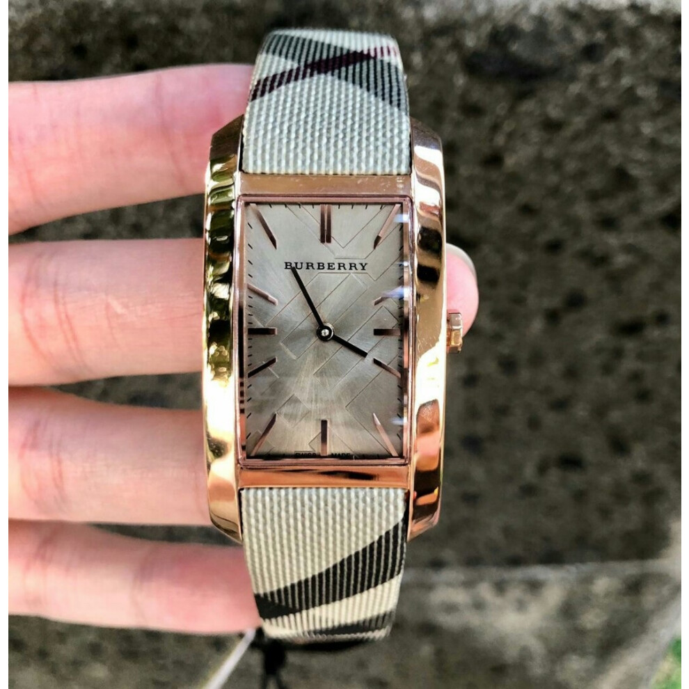 BURBERRY BU9408 WOMENS WATCH MULTICOLOR STRAP GOLD DIAL ROSE GOLD CASE