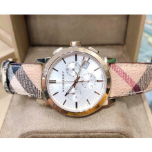 BURBERRY UNISEX WATCH BU9752 MULTICOLOUR STRAP WHITE DIAL GOLD CASE