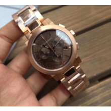BURBERRY UNISEX WATCH BU9754 ROSE GOLD STRAP BROWN DIAL ROSE GOLD CASE