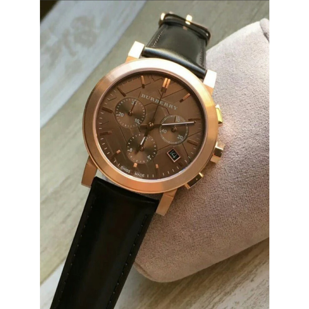 BURBERRY BU9755 UNISEX WATCH BROWN BRACELET BROWN DIAL ROSE GOLD CASE