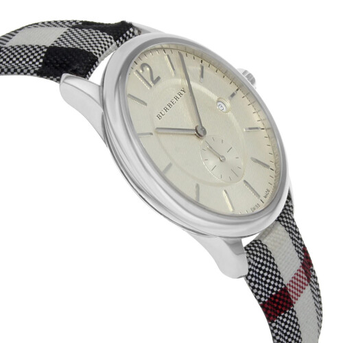 Burberry BURBERRY BU10002 MENS WATCH MULTICOLOUR STRAP BEIGE DIAL SILVER CASE 2