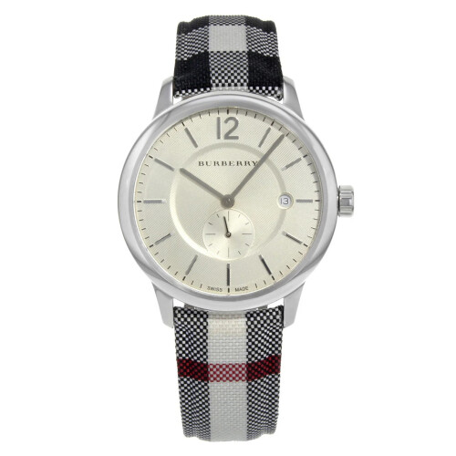 Burberry BURBERRY BU10002 MENS WATCH MULTICOLOUR STRAP BEIGE DIAL SILVER CASE 1