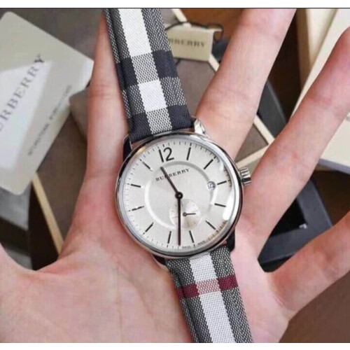 Burberry BURBERRY BU10002 MENS WATCH MULTICOLOUR STRAP BEIGE DIAL SILVER CASE