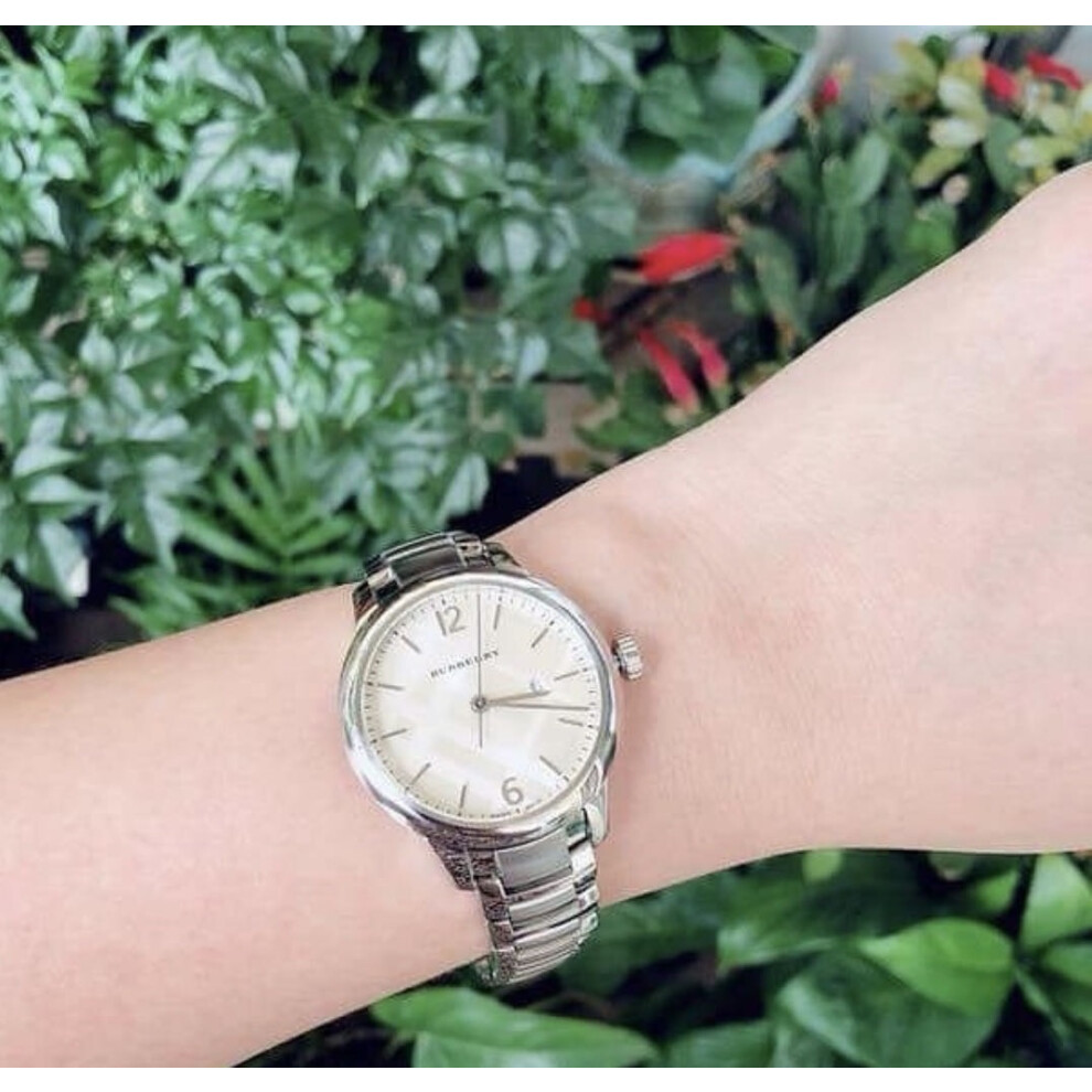 BURBERRY BU10108 WOMENS WATCH SILVER BRACELET BEIGE DIAL SILVER CASE