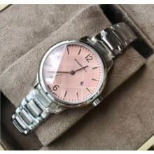 BURBERRY BU10111 WOMENS WATCH SILVER BRACELET PINK DIAL SILVER CASE