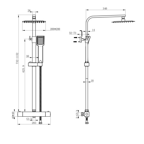 AICA AICA Thermostatic Shower Mixer Chrome Double Head Set 1