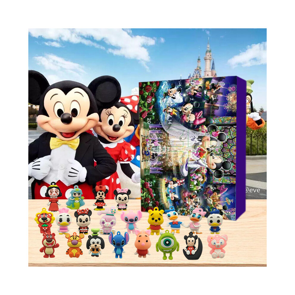 (A) Christmas Mickey Mouse Blind Box Countdown Advent Calendar 24Days Gift Doll Toy