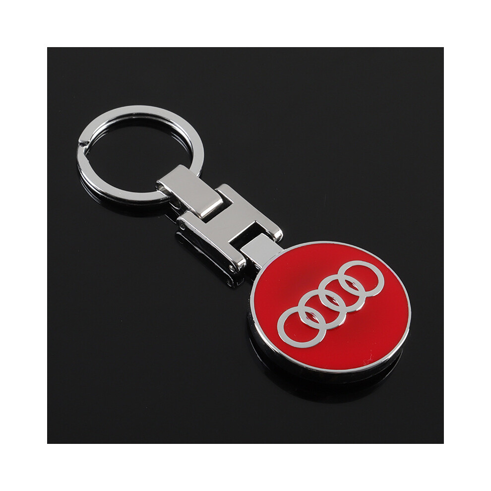 (red) H-Buckle Double-Sided Audi Car Logo Emblem Metal Keychain Car Keyring