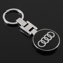 (black) H-Buckle Double-Sided Audi Car Logo Emblem Metal Keychain Car Keyring
