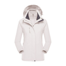 (Ivory White, S) Classic 3 in 1 Waterproof Windproof Jacket Hardshell Jacket with Fleece Lining