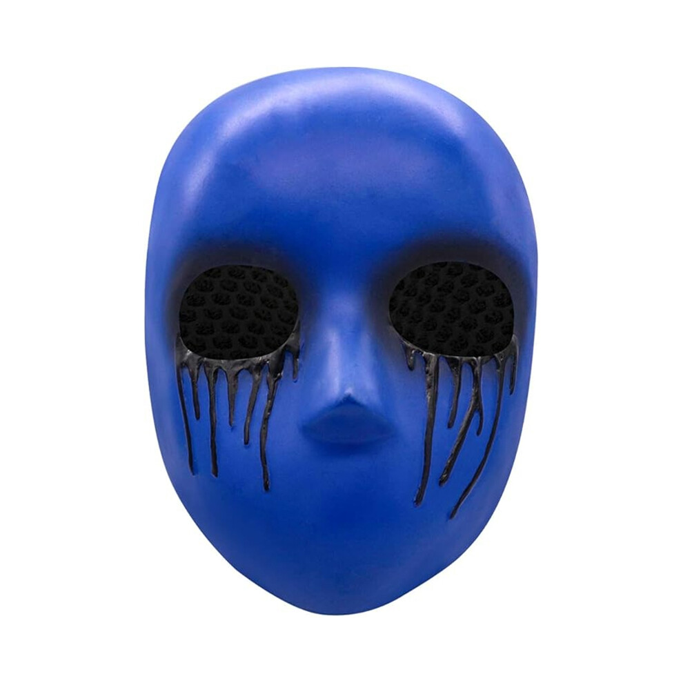 Adult Horror Eyeless Mask - Blue Resin Halloween Mask with Black Blood Tears for Men
