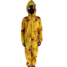 (Cosplay 2, L) Child Quarantine Zombie Costume Unisex Biohazard Suit And Mask For Kids Biochemical Radiation Jumpsuit Costumes