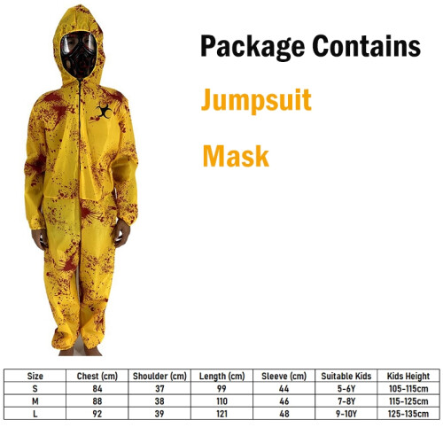 (Cosplay 2, M) Child Quarantine Zombie Costume Unisex Biohazard Suit