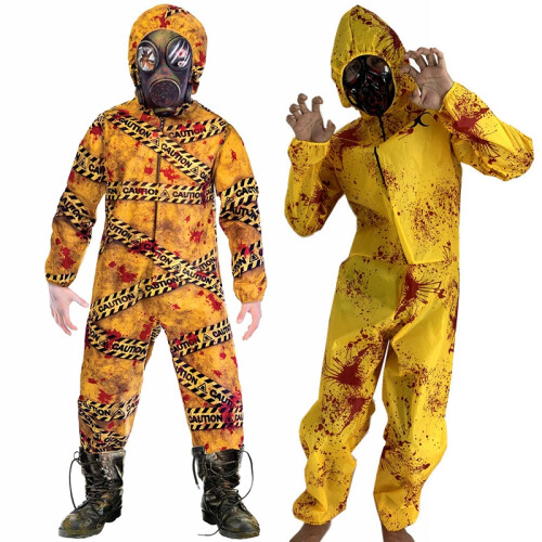 (Cosplay 2, M) Child Quarantine Zombie Costume Unisex Biohazard Suit