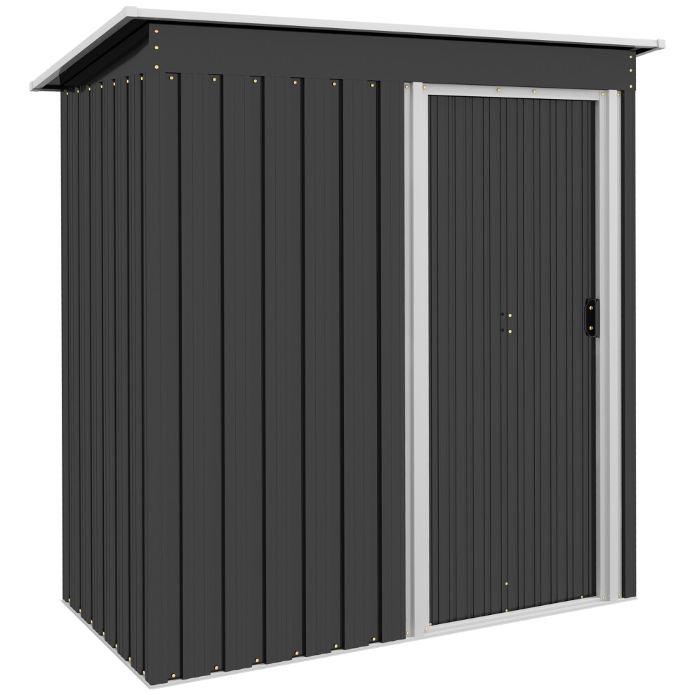Outsunny 5 X 3Ft Garden Storage Shed Sliding Door Sloped Roof Tool, Black