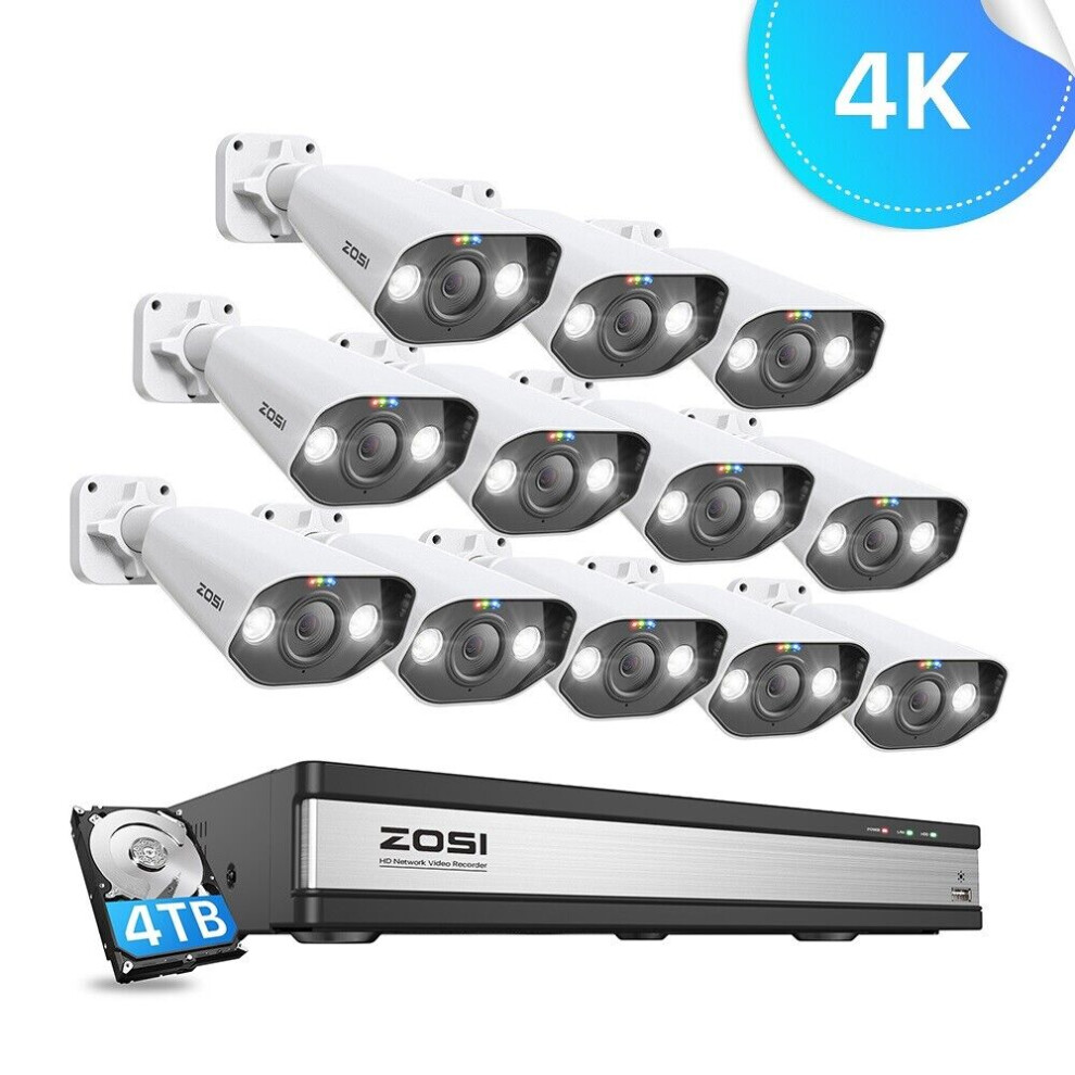 Zosi 4K 8Mp Colorvu Poe Cctv Camera Security System 16Ch Nvr 4Tb Hdd 6941709245313
