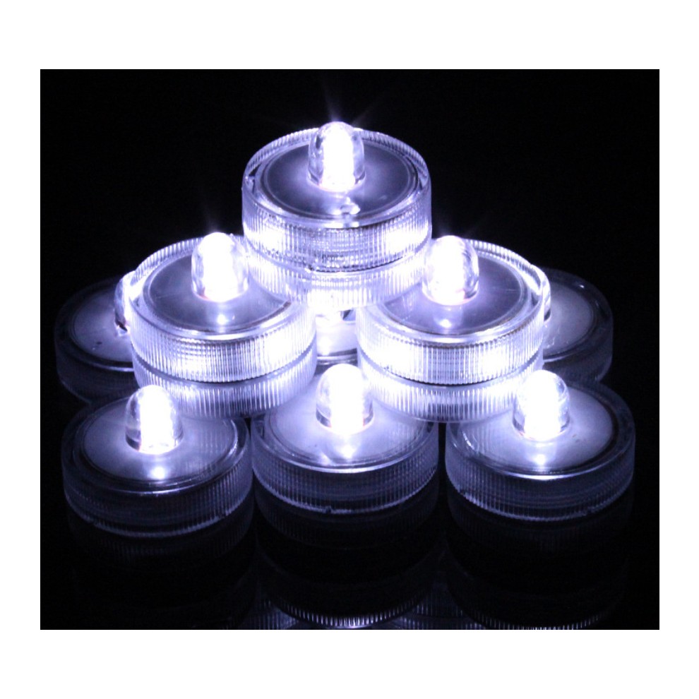 (White (Round)) 12pcs/set Waterproof Submersible LED Tea Lights Candle Battery Operated Wedding-image-OPC-PFCM8BW-NEW