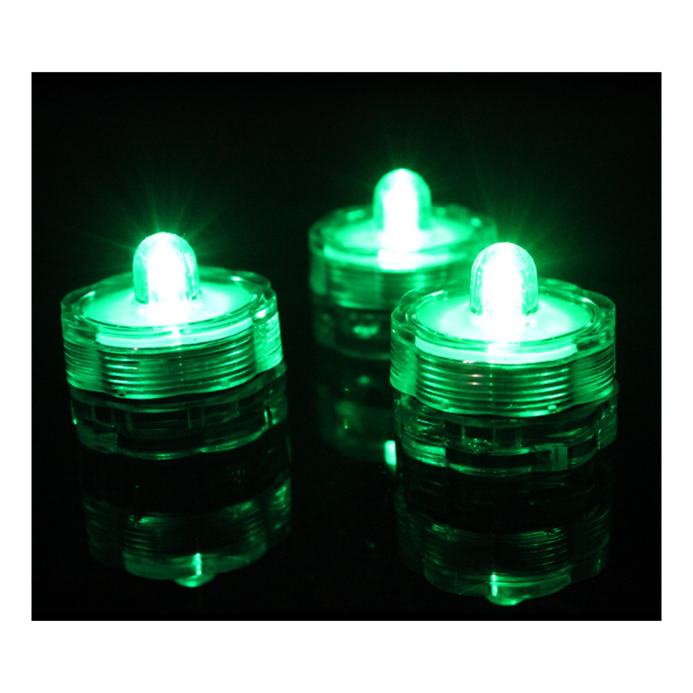 (Green (Flower)) 12pcs/set Waterproof Submersible LED Tea Lights Candle Battery Operated Wedding