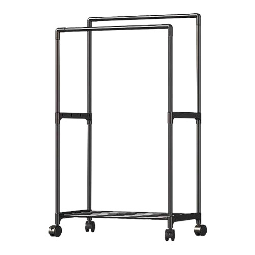 Living And Home Double Rod Metal Clothes Rack on Wheels, 115cm 2
