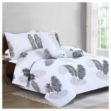 (Double Size Duvet Quilt Cover, Leaf White Duvet Quilt Cover) Soft Duvet Cover Reversible Printed Floral White Bedding Sets With Pillowcases