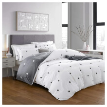 (Double Size Duvet Quilt Cover, Doted White Duvet Quilt Cover) Soft Duvet Cover Reversible Printed Floral White Bedding Sets With Pillowcases