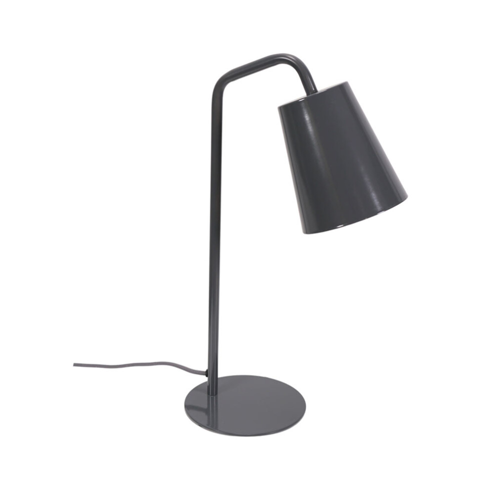 ValueLights Bibi Charcoal Grey Arched Stem Metal Classic Table Lamp