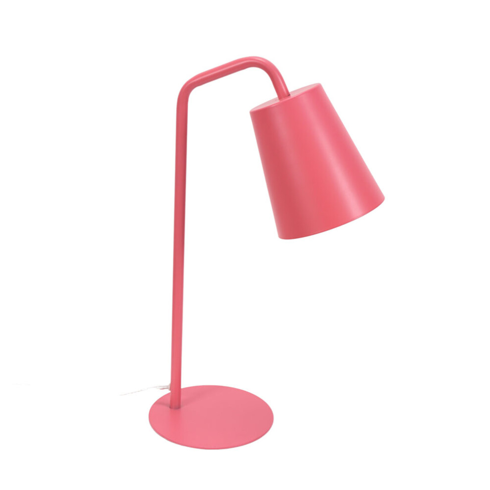 ValueLights Bibi Pastel Pink Arched Stem Metal Classic Table Lamp