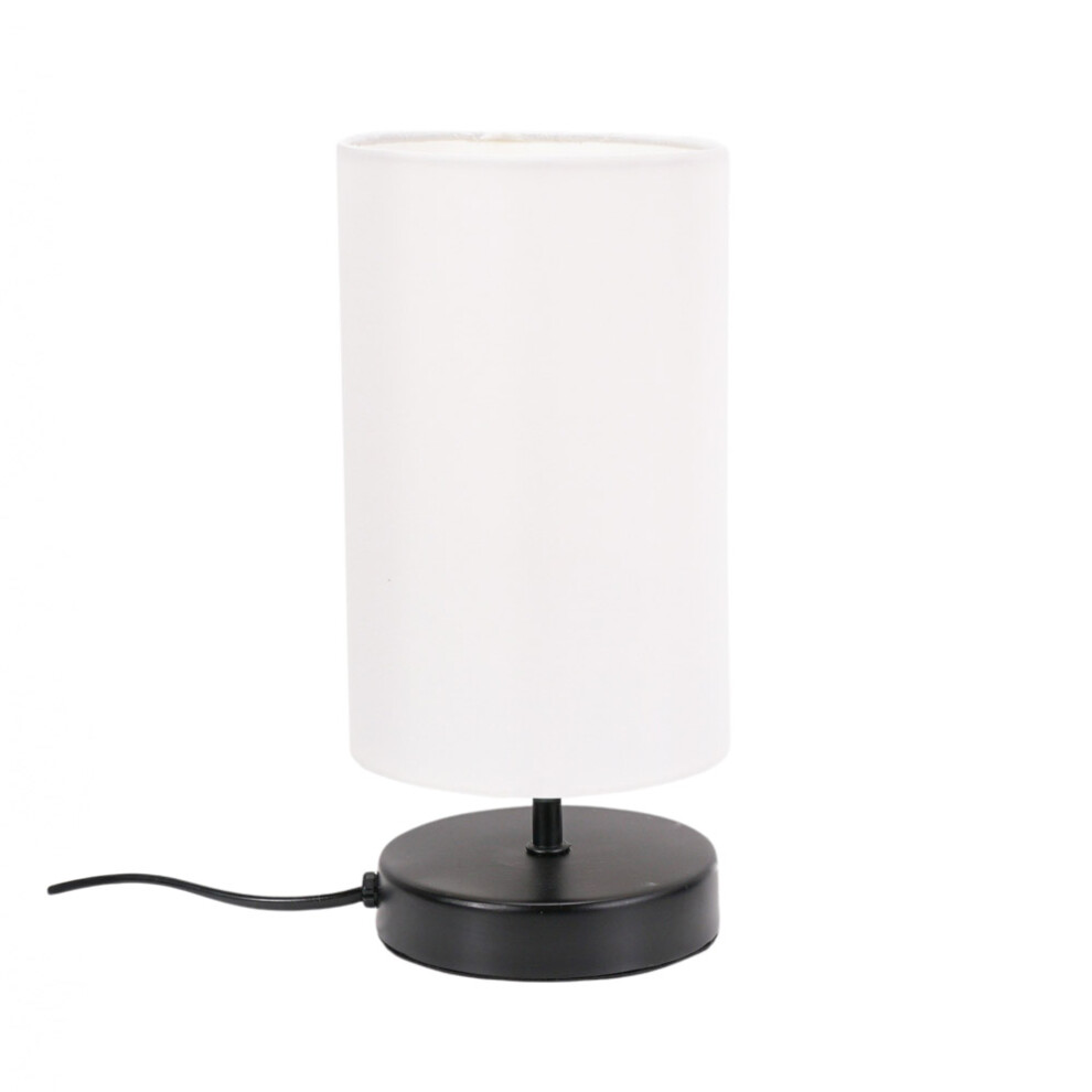 ValueLights Francis Black Touch Table Lamps with White Fabric Shades