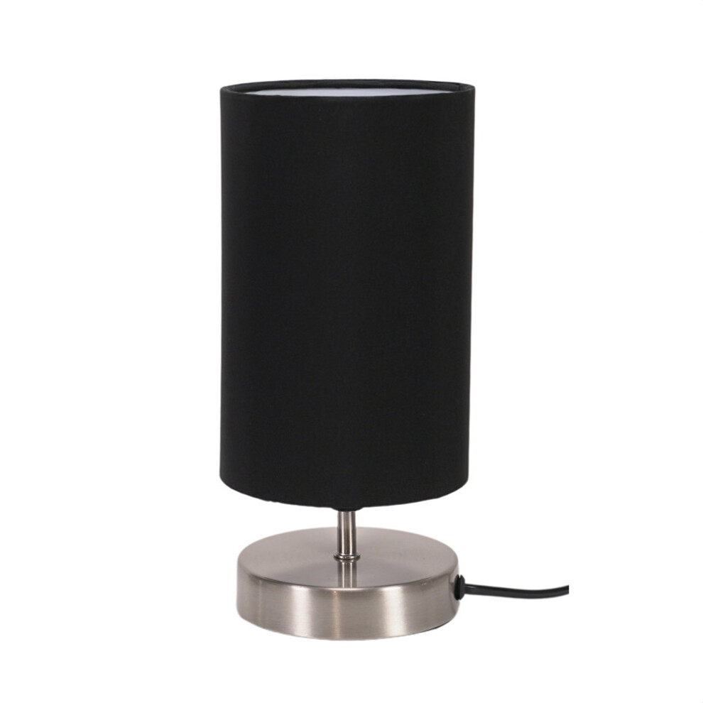 ValueLights Francis Chrome Touch Table Lamps with Black Fabric Shade