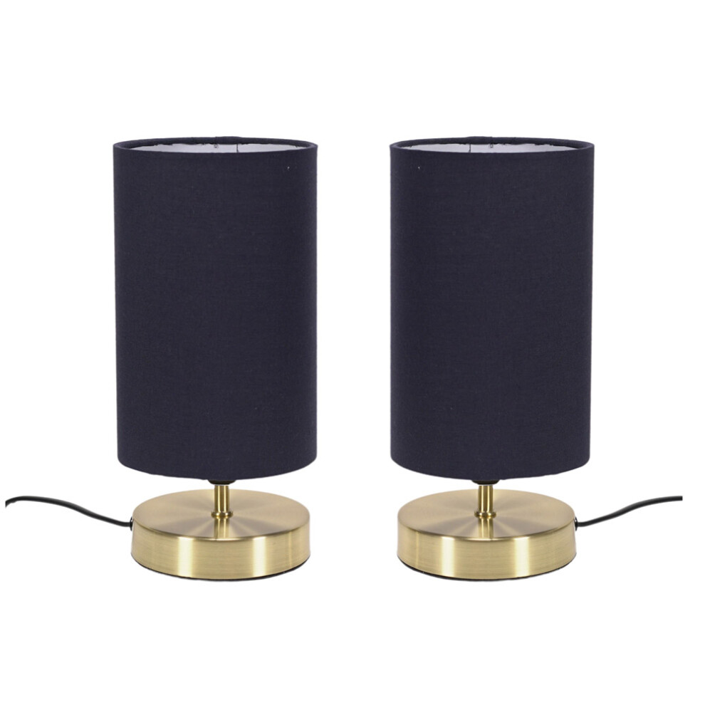 ValueLights Francis Pair Of Gold Touch Table Lamps With Navy Shades