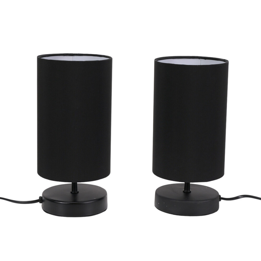 ValueLights Francis Pair Black Touch Table Lamps with Black Shades