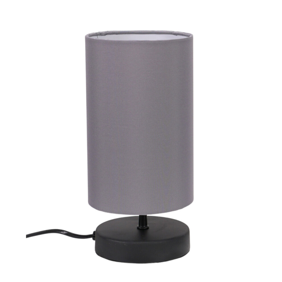 ValueLights Francis Black Touch Table Lamps with Grey Shades & Bulbs