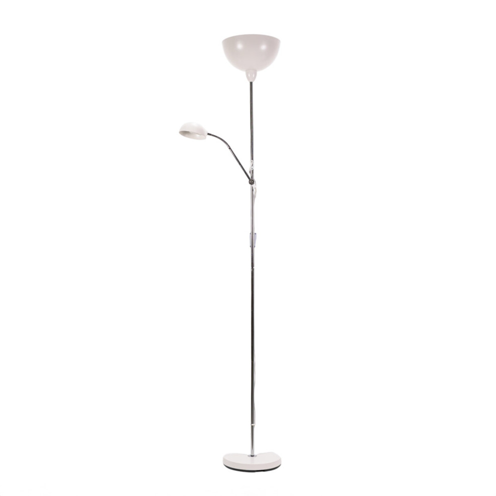 ValueLights Orion White Metal Father Son Floor Lamp with LED Bulbs