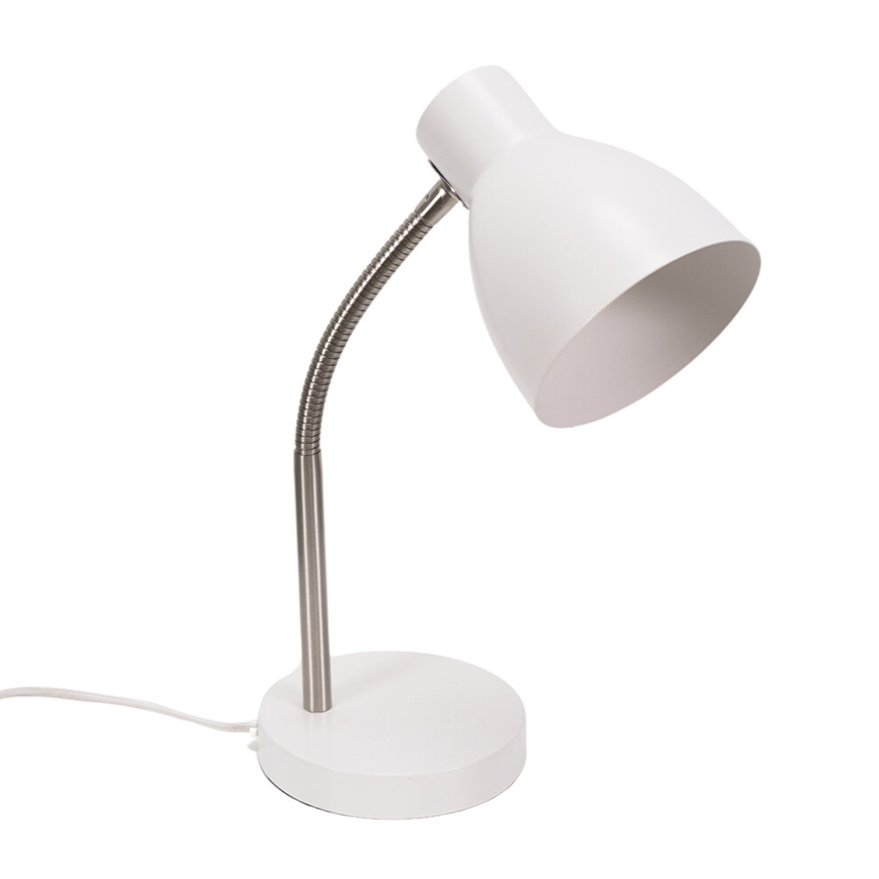 ValueLights Keela White Adjustable Flexi Desk Table Lamp with LED Bulb