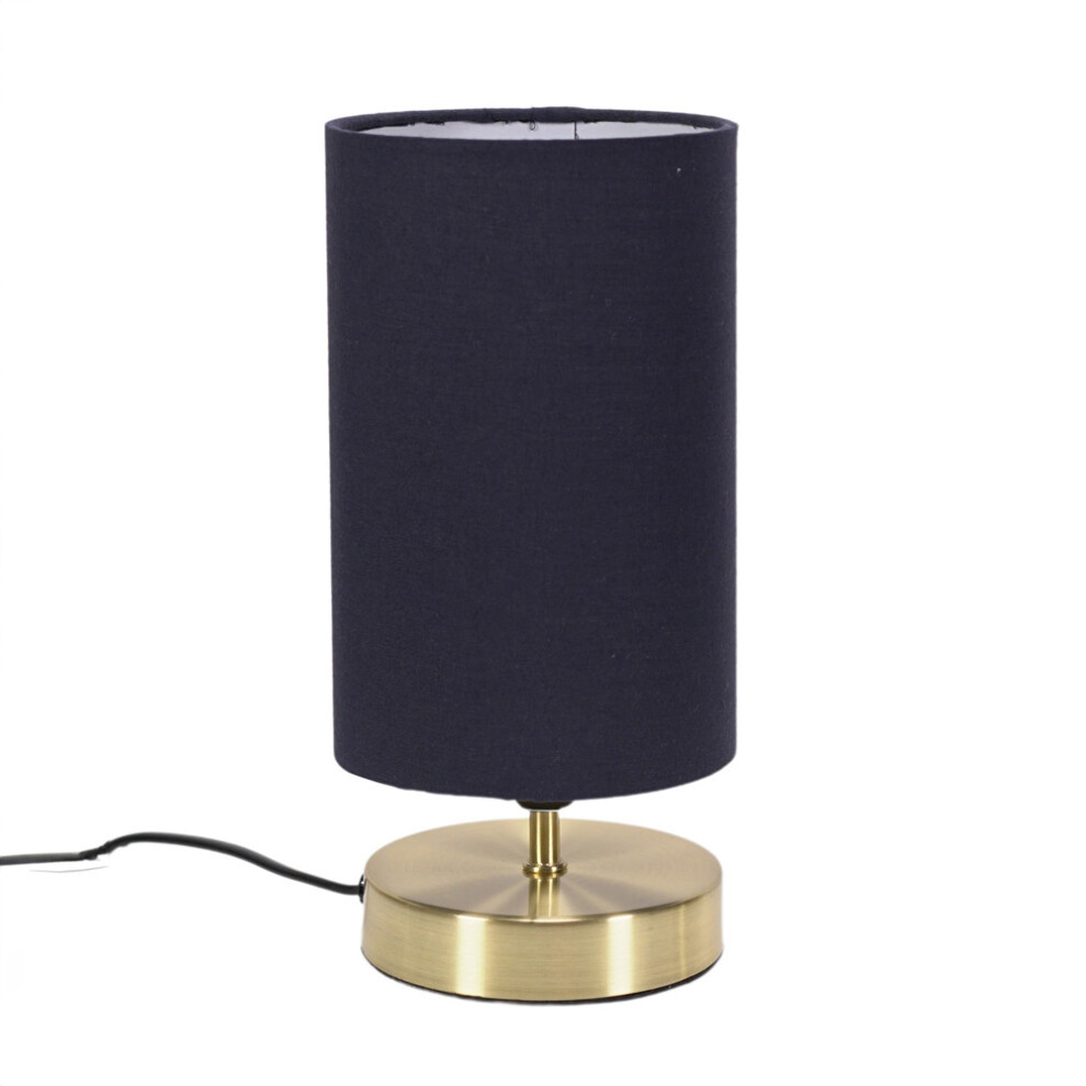 ValueLights Francis Brushed Gold Touch Table Lamps with Navy Shade