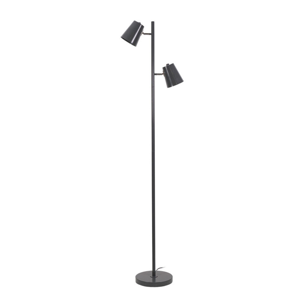 ValueLights Bibi  Grey 2 Way Multi-Directional Floor Lamp & Bulbs