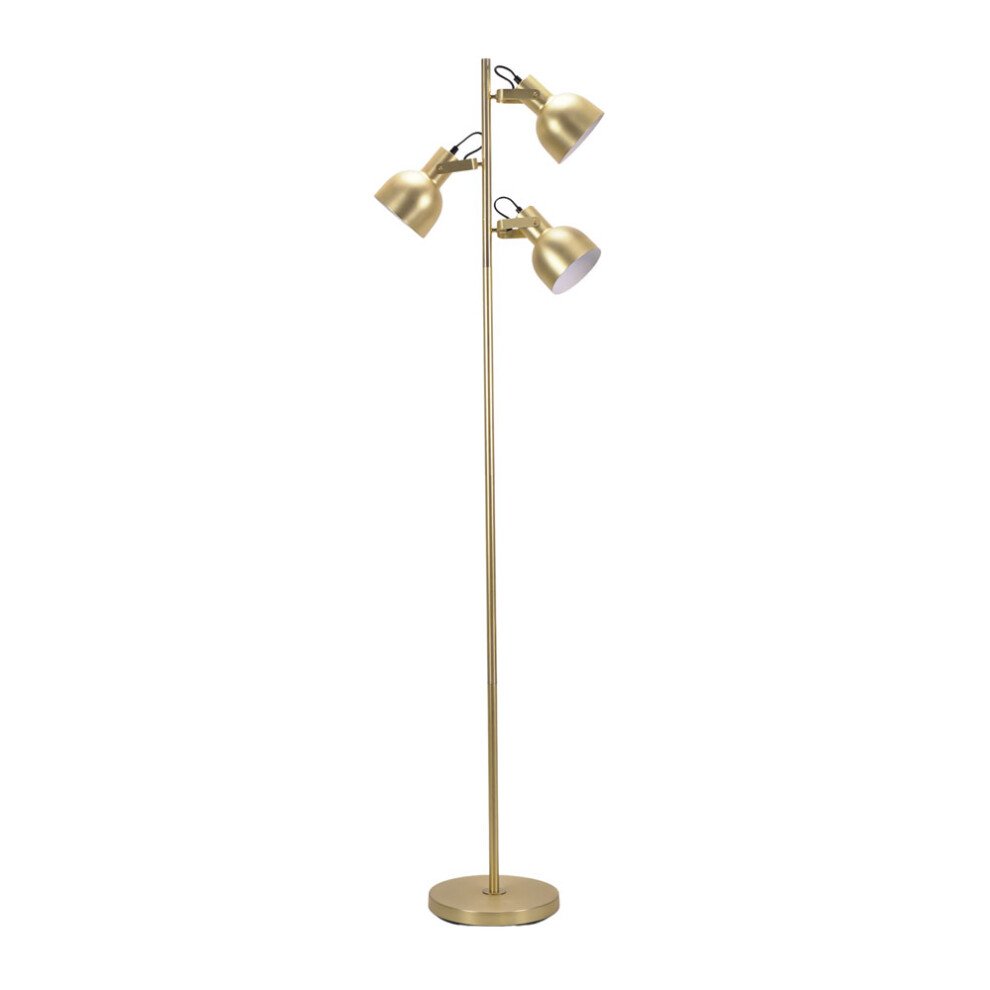 ValueLights Albie Gold 3 Way Adjustable Floor Lamp with LED Bulbs