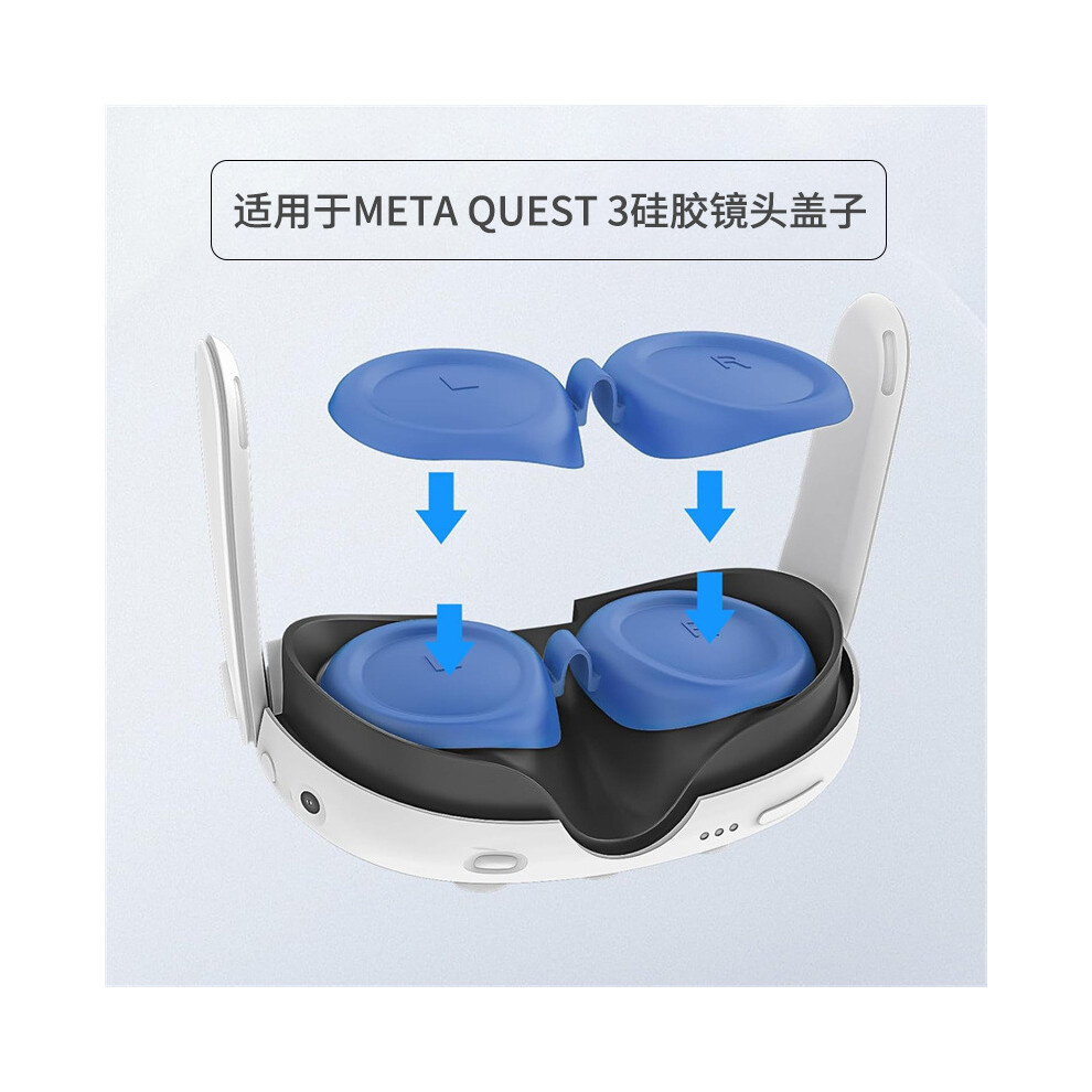 Silicone Vr Lens Protector For Meta Quest 3 ( Blue) Light/Blue 9417278168829