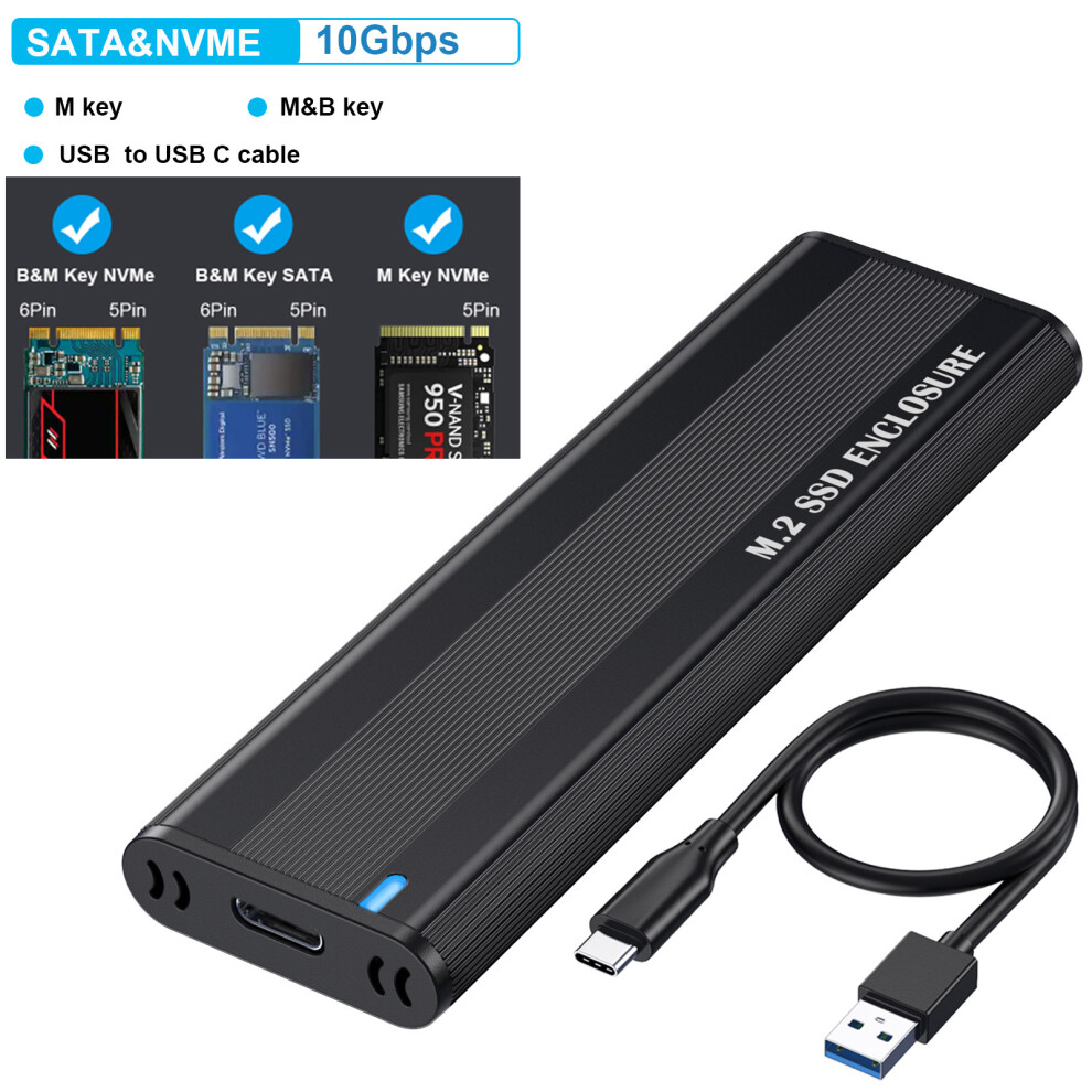 Hard Drive Case 10Gbps Tool Free for 2230/2242/2260/2280 SSD (NVME SATA 10GB AC)