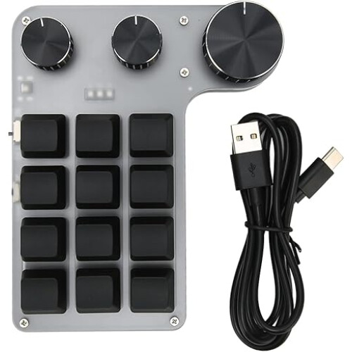 Programmable Shortcut Key RGB Mini Keypad for PC Macbook (Black wireless)