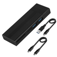 PCIe M.2 HDD Enclosure USB HUB Compatible with 2230 2242 2260 2280 NVMe/SATA SSD?Black?