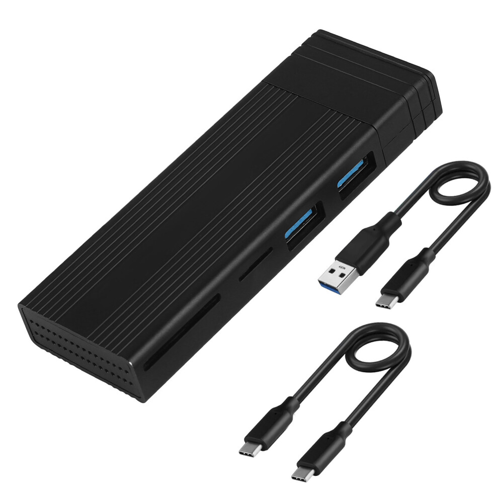 PCIe M.2 HDD Enclosure USB HUB Compatible with 2230 2242 2260 2280 NVMe/SATA SSD?Black?