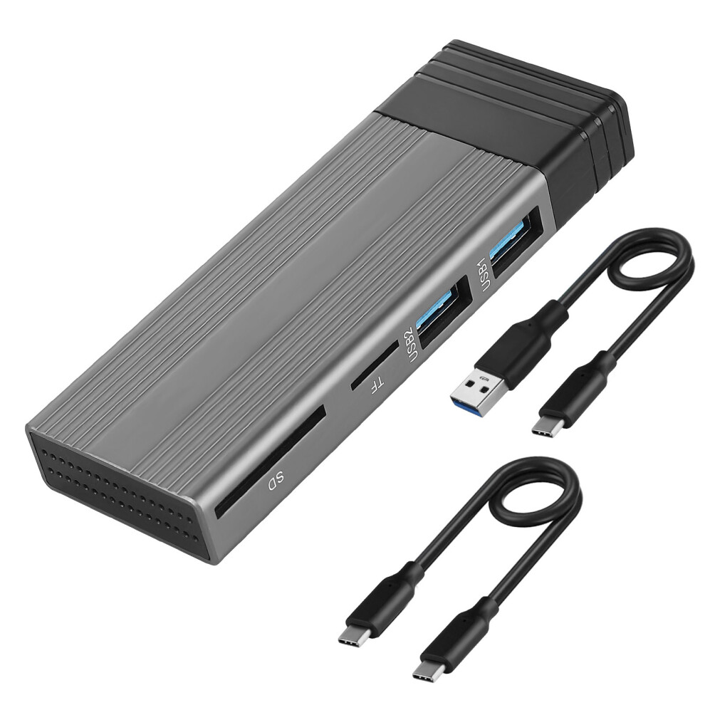 PCIe M.2 HDD Enclosure USB HUB Compatible with 2230 2242 2260 2280 NVMe/SATA SSD?Sliver?