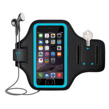Water Resistant Cell Phone Armband Case Running Holder Adjustable Strap Pocket Key,blue