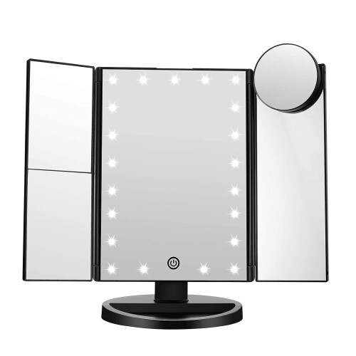 Makeup Mirror - Black - 22 Lights + 10 Times Mirror