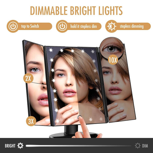 Makeup Mirror - Black - 22 Lights + 10 Times Mirror 2