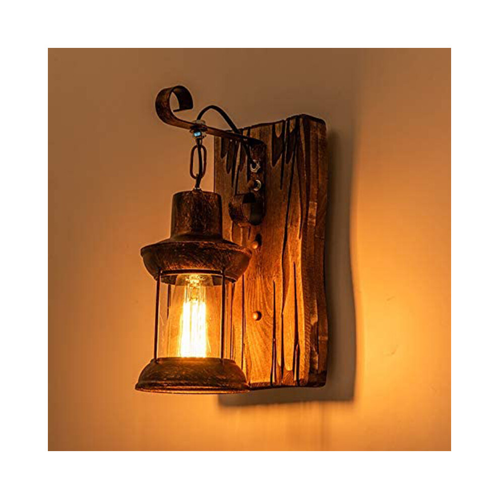 Retro Wood Sconce Creative Wooden Wall Lamps Art Lantern Clothing Store Restaurant Cafe Bar Wood Retro Lights