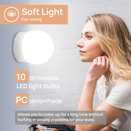 Hollywood Style LED Vanity Mirror Lights Kit with Adapter, 10 LED Dimmable Adjustable Light Bulbs 2