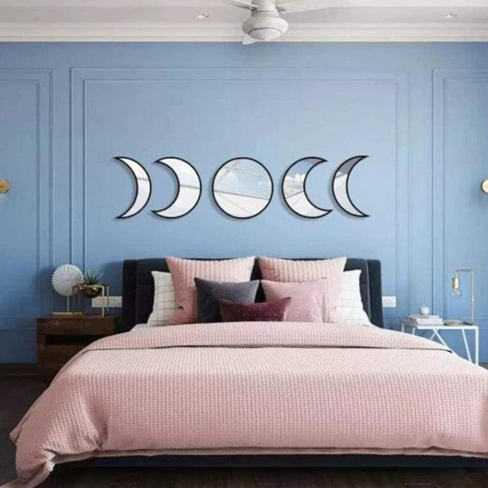 Scandinavian Natural Decor Acrylic Moon Phase Mirror Interior Design Wooden Moon Phase Mirror Bohemian Wall Decor-image-OPC-PFCMG59-NEW