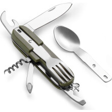 7-in-1 Camping Utensils Set, Stainless Steel Spoon Fork Knife Combo, Foldable Camping Utensil Set